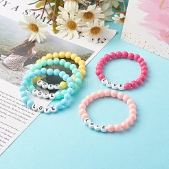Opaque Acrylic Beads Stretch Bracelet for Kid&nbsp;BJEW-JB06587
