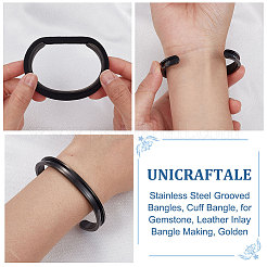 1Pc 304 Stainless Steel Grooved Bangles&nbsp;FIND-UN0002-08