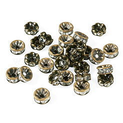 30Pcs 2 Styles Brass Rhinestone Rondelle Space Beads&nbsp;RB-TADJ0001-02