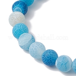 Dyed Natural Weathered Agate Round Beaded Stretch Bracelets&nbsp;BJEW-JB11074-04