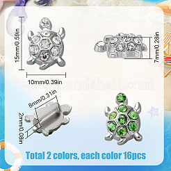 32Pcs 2 Colors Alloy Rhinestone Slide Charms&nbsp;FIND-SC0010-40