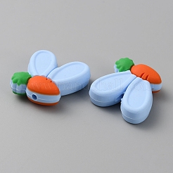 Rabbit Ears with Carrot Food Grade Eco-Friendly Silicone Focal Beads&nbsp;LS-SIL-SZC0003-05F