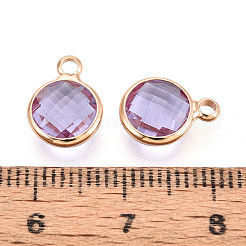 Golden Tone Brass Glass Charms&nbsp;GLAA-ZX008-24I-G