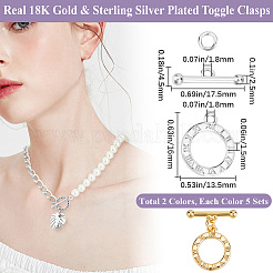 10Pcs 2 Styles Brass Toggle Clasps&nbsp;KK-BBC0023-30