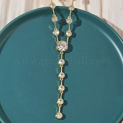 Brass Pave Clear Cubic Zirconia Y Necklaces&nbsp;NJEW-G183-06G-02