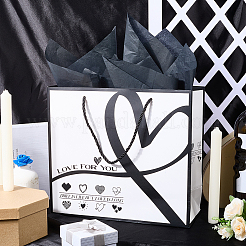 1Pc Black Heart Printed Paper Bags with Handles&nbsp;ABAG-SP0001-17