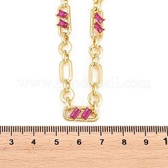 7MM Brass Pave Cubic Zirconia Figaro Chain Necklaces&nbsp;NJEW-D324-05G-04