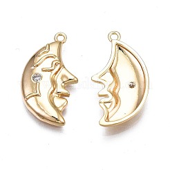 Brass Micro Pave Clear Cubic Zirconia Pendants&nbsp;KK-N232-257