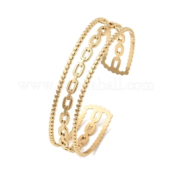 304 Stainless Steel Hollow Cuff Bangles for Women&nbsp;BJEW-B120-06G-02