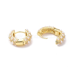 Plastic Imitation Pearl Beaded Hoop Earrings with Crystal Rinestone&nbsp;EJEW-F306-03G