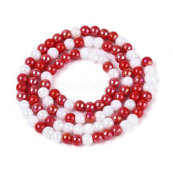 Pearlized Opaque Glass Round Beads Strands&nbsp;EGLA-T029-4mm-11A
