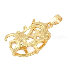 Flower Brass Pendant Cabochon Settings&nbsp;KK-S521-05G
