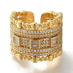 Rack Plating Multi-layer Brass Clear Cubic Zirconia Open Cuff Rings&nbsp;RJEW-S411-23G