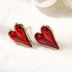 Heart Brass Enamel Stud Earrings&nbsp;EJEW-K276-12G