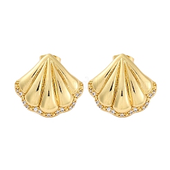 Rack Plating Brass Micro Pave Clear Cubic Zirconia Stud Earrings for Women&nbsp;EJEW-C125-27A-G