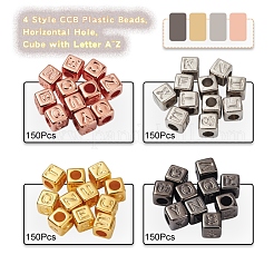 400Pcs 4 Style CCB Plastic Beads&nbsp;CCB-YW0001-06
