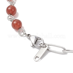 Handmade Natural Carnelian & Lava Rock & Amethyst & Dyed Quartz Round Beads & 304 Stainless Steel Paperclip Chain Necklaces&nbsp;NJEW-JN05500