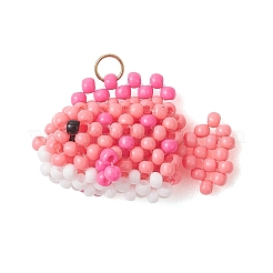Glass Seed Beaded Fish Pendants&nbsp;PALLOY-MZ01234