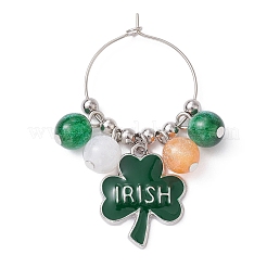Saint Patrick's Day Alloy Enamel Wine Glass Charms&nbsp;AJEW-JO00197
