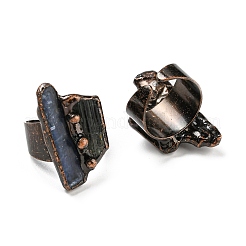Irregular Rectangle Natural Tourmaline & Kyanite/Cyanite/Disthene Open Cuff Rings&nbsp;RJEW-M157-07R