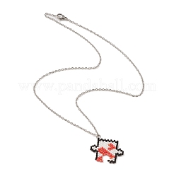 Non-Tarnish 2Pcs 2 Style MIYUKI Seed Beaded Puzzle Matching Couple Necklaces Set&nbsp;NJEW-MZ00023