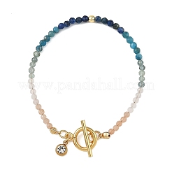 Gradient Natural Mixed Stone Faceted Round Beaded Bracelets&nbsp;BJEW-JB14398-01
