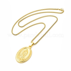 Stainless Steel Virgin Mary Pendant Necklace with Box Chains for Women&nbsp;NJEW-E066-01G