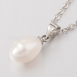 Grade AA Natural Freshwater Pearl Pendant Necklaces&nbsp;NJEW-JN01304