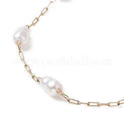 Glass Pearl Gourd Beaded Link Chain Anklet&nbsp;AJEW-AN00532