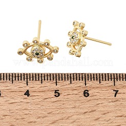 Eyes Brass Micro Pave Cubic Zirconia Stud Earrings&nbsp;EJEW-C186-20G-01