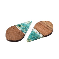Transparent Resin and Walnut Wood Pendants&nbsp;RESI-T057-06I