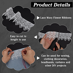 1Pc Polyester Lace Wavy Flower Ribbons&nbsp;OCOR-FG0002-89A