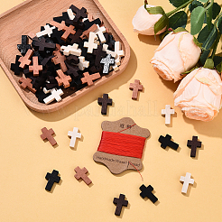 100Pcs 4 Colors Wooden Pendants&nbsp;WOOD-YW0001-74