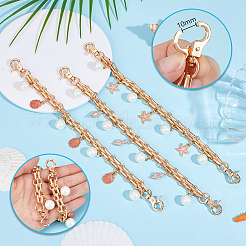 3Pcs 3 Styles Alloy Enamel with ABS Plastic Imitation Pearl Charm Iron Chain Bag Decorative Chains&nbsp;HJEW-PH02229