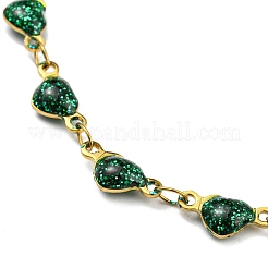 Enamel Heart Link Chain Bracelet&nbsp;BJEW-A142-03G