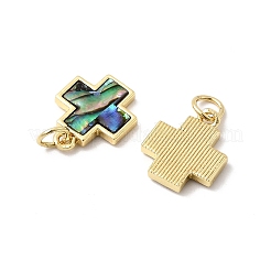 Epoxy Resin & Natural Paua Shell Cross Charms&nbsp;KK-K384-15G