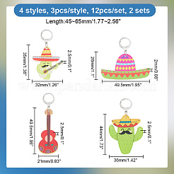 Cinco de Mayo Opaque Printed Acrylic Pendant Locking Stitch Markers&nbsp;HJEW-AB00177