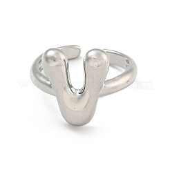Brass Letter Open Cuff Rings for Women&nbsp;RJEW-G313-01V-P