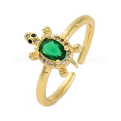 Rack Plating Brass Micro Pave Cubic Zirconia Open Cuff Finger Rings for Women&nbsp;RJEW-M028-93G