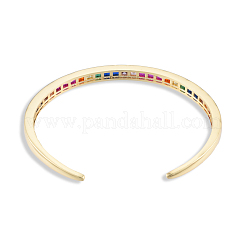 Colorful Cubic Zirconia Open Cuff Bangle&nbsp;BJEW-N014-009