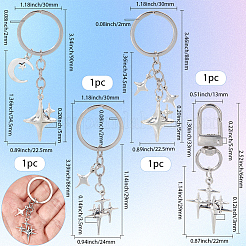 4Pcs 4 Styles Alloy Keychains&nbsp;KEYC-SP0001-38