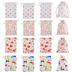 20Pcs 4 Styles Christmas Cotton Fabric Cloth Bag&nbsp;ABAG-TA0002-11