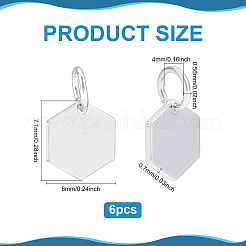 6Pcs 925 Sterling Silver Hexagon Charms with Jump Rings & 925 Stamp&nbsp;STER-PH0004-04