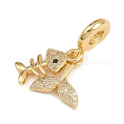 Brass Micro Pave Clear Cubic Zirconia European Dangle Charms&nbsp;KK-N271-42G