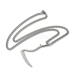 201 Stainless Steel Grim Reape Scythe Pendant Necklaces&nbsp;LS-NJEW-H065-22P