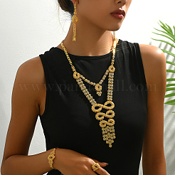Alloy Leaf Tassel Bracelets & Earrings & Necklaces & Rings Sets for Women&nbsp;IK8351