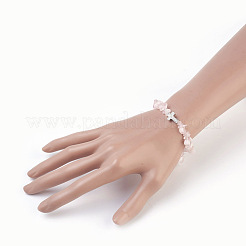 Natural Rose Quartz Beads Stretch Bracelets&nbsp;BJEW-JB03926-01