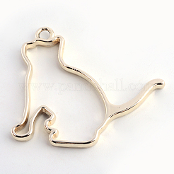 Rack Plating Alloy Kitten Open Back Bezel Pendants&nbsp;X-PALLOY-S047-42E-FF