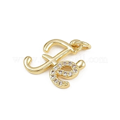 Brass Micro Pave Clear Cubic Zirconia Pendants&nbsp;KK-D409-36G-A