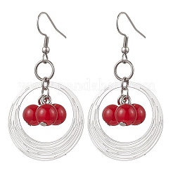 4 Pairs Brass & Glass & 304 Stainless Steel Dangle Earrings&nbsp;EJEW-JE06258